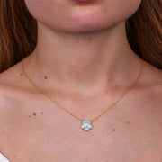 Collana in Argento 925 con fiore azzurro e zirconi