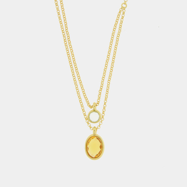 Collana in Argento 925 doppio con zircone pendente - BYSIMON gioielli