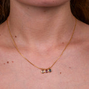 Collana in Argento 925 con  zirconi pendenti verde viola e blu