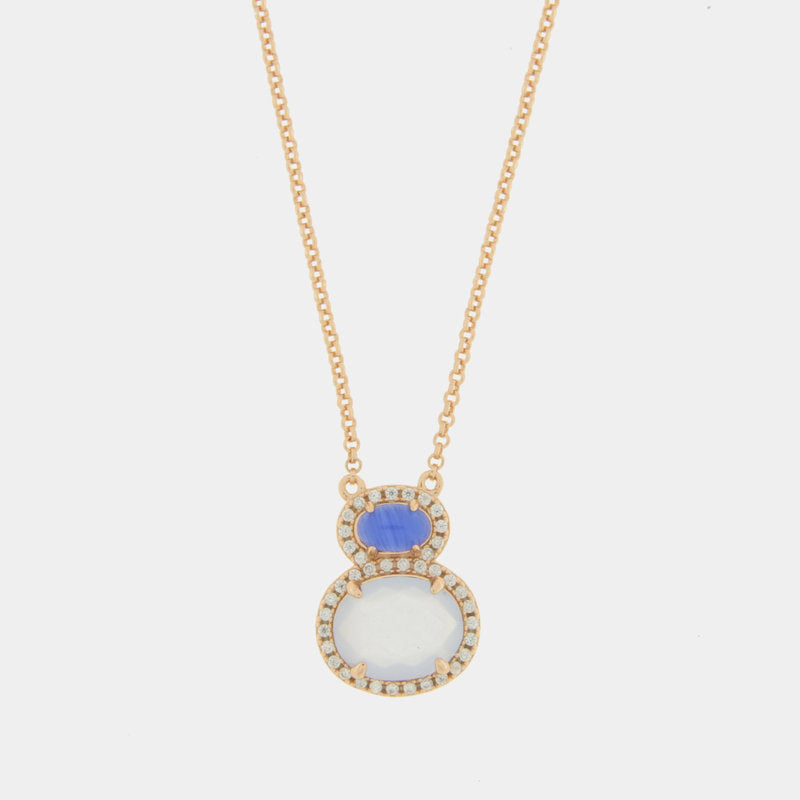 Collana in Argento 925 con doppio zircone pendente SIMEONE - gioiello BySimon