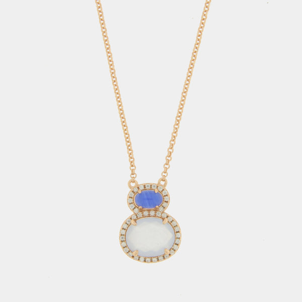 Collana in Argento 925 con doppio zircone pendente SIMEONE - gioiello BySimon