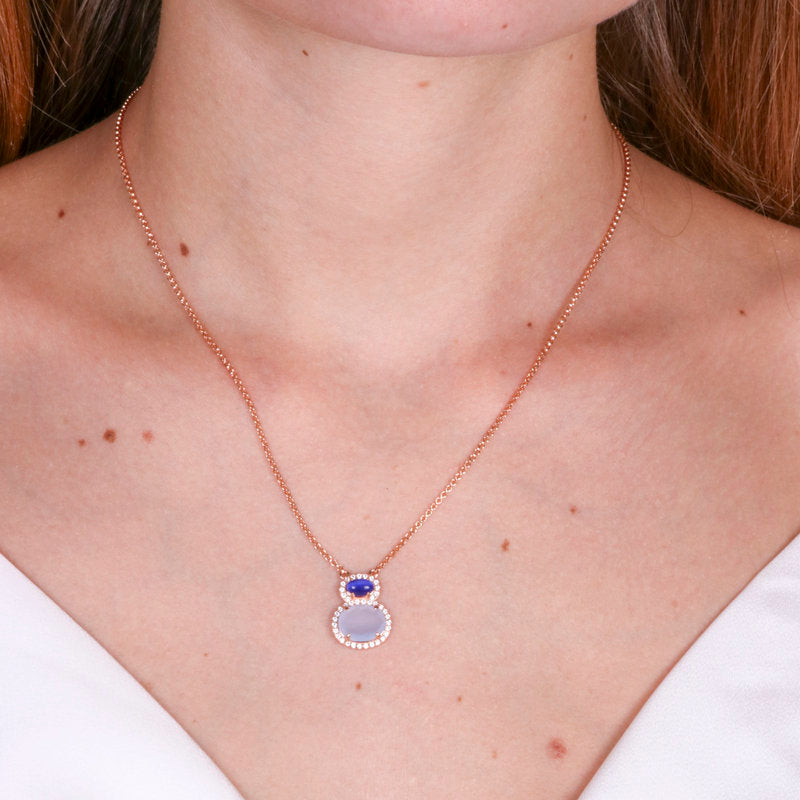 Collana in Argento 925 con doppio zircone pendente SIMEONE - gioiello BySimon