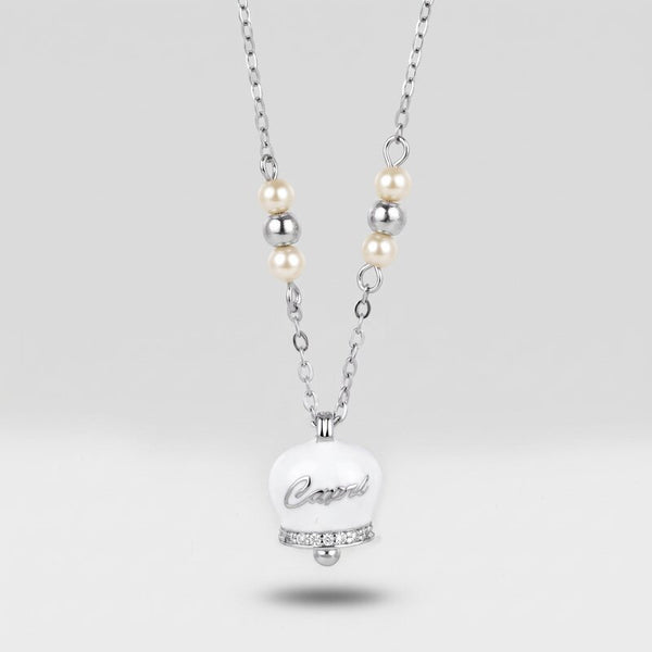 Collana in Argento 925 con campanella bianca con scritta Capri