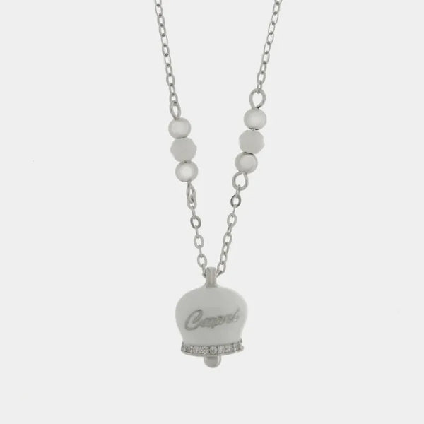 Collana in Argento 925 con campanella bianca con scritta Capri