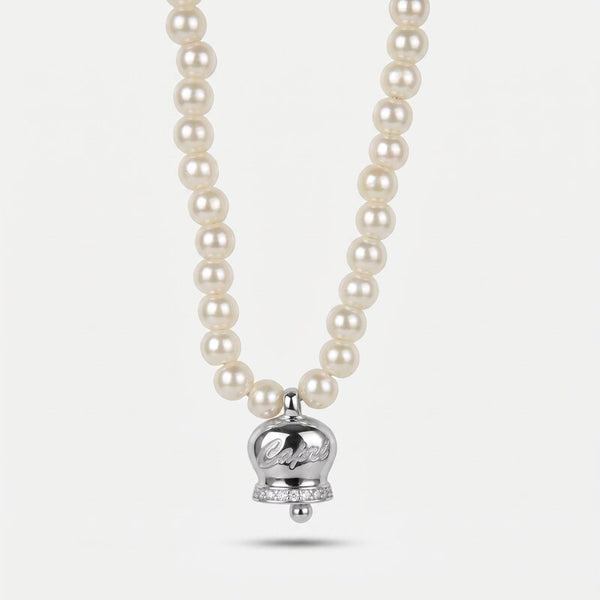 Collana in Argento 925 con perle e campanella Capri