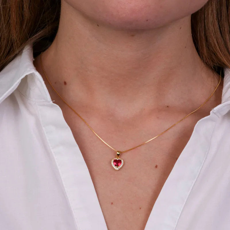 Collana in Argento 925 con cuore rosa pendente - BYSIMON gioielli