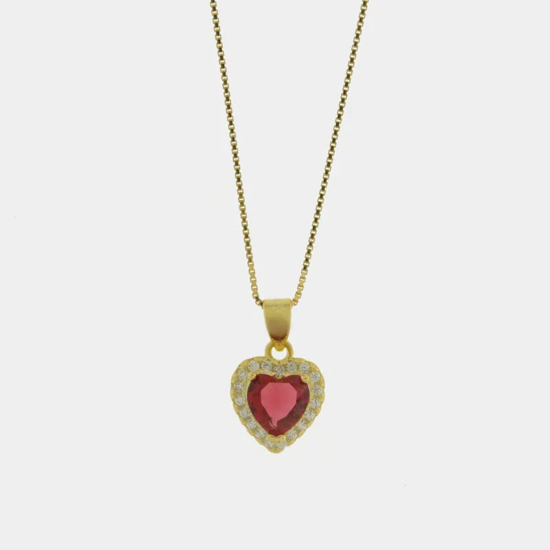 Collana in Argento 925 con cuore rosa pendente - BYSIMON gioielli