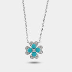 Collana in Argento 925 con fiore turchese - BYSIMON gioielli