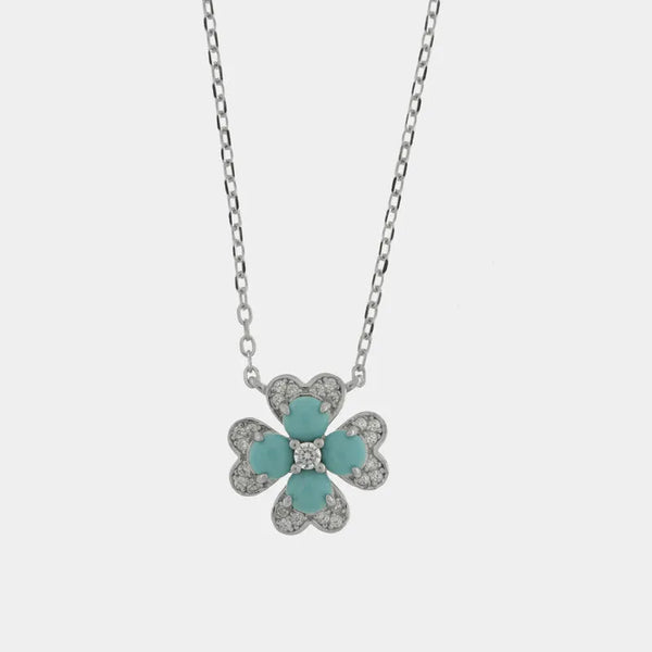 Collana in Argento 925 con fiore turchese - BYSIMON gioielli