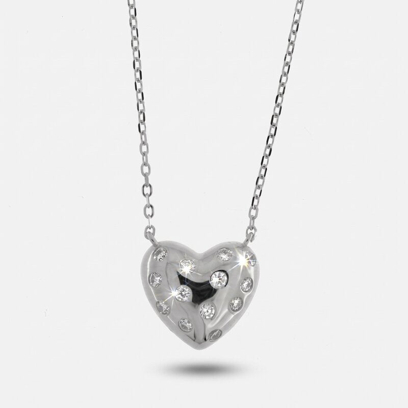 Collana in Argento 925 con cuore liscio e zirconi - BYSIMON gioielli