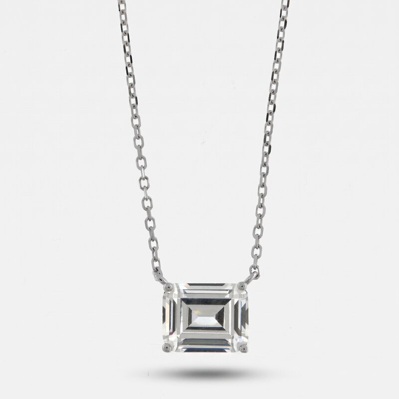Collana in Argento 925 rettangolo trasparente - BYSIMON gioielli