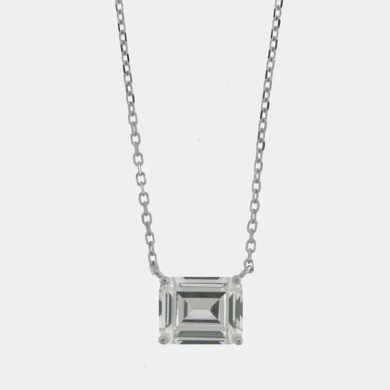 Collana in Argento 925 rettangolo trasparente