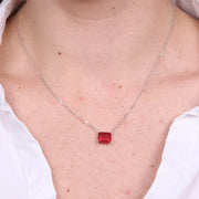 Collana in Argento 925 rettangolo rosso