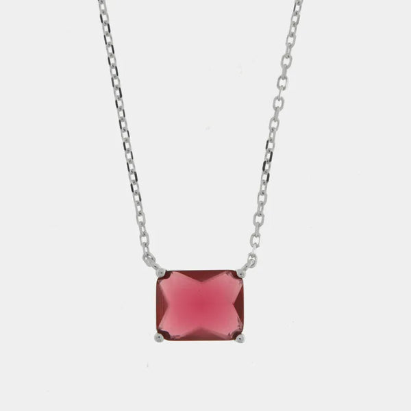 Collana in Argento 925 rettangolo rosso - BYSIMON gioielli