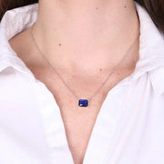 Collana in Argento 925 rettangolo blu