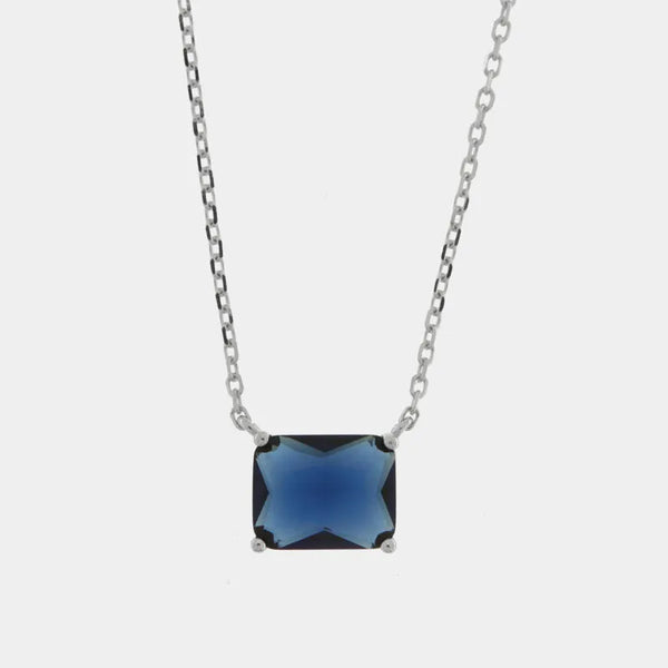 Collana in Argento 925 rettangolo blu - BYSIMON gioielli