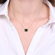 Collana in Argento 925 rettangolo verde
