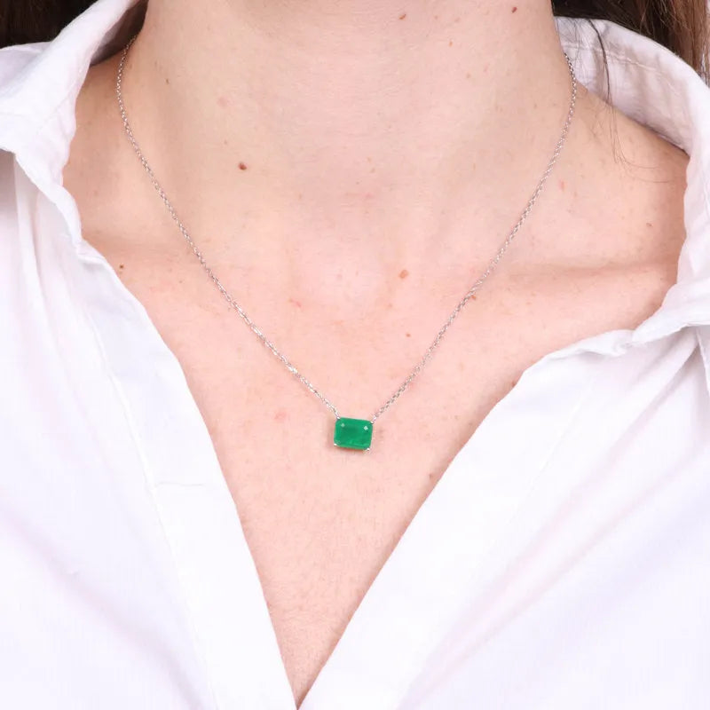 Collana in Argento 925 con zircone verde smeraldo - BYSIMON gioielli