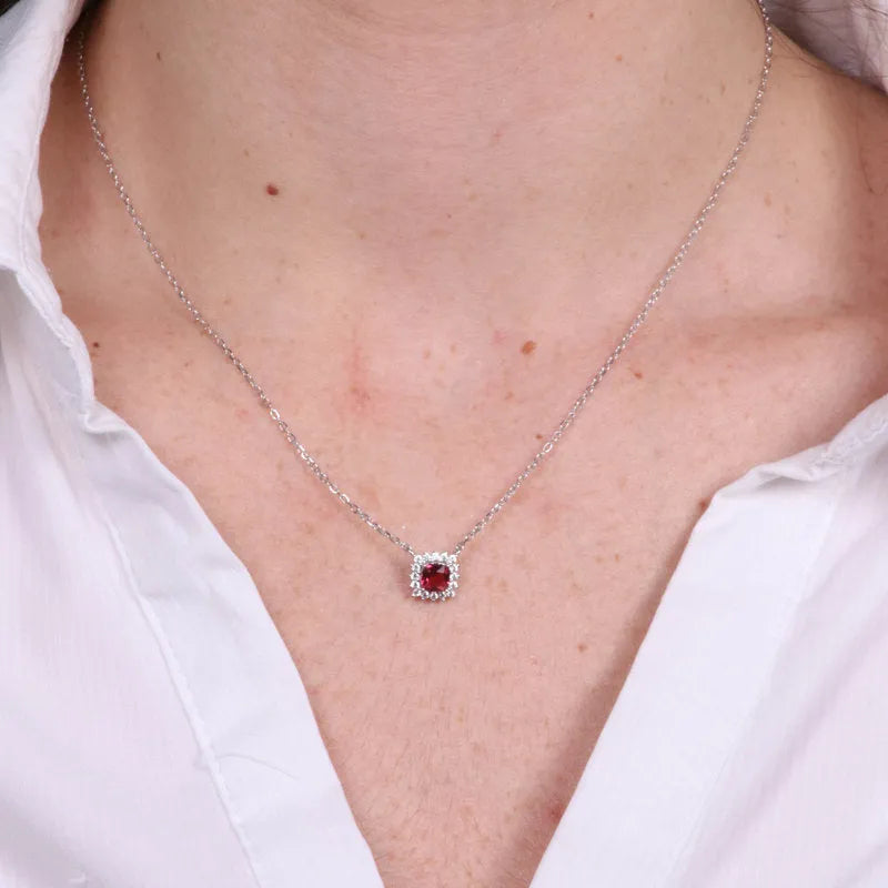 Collana in Argento 925 con zircone rosso