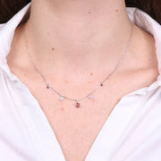 Collana in Argento 925 con fiori colorati