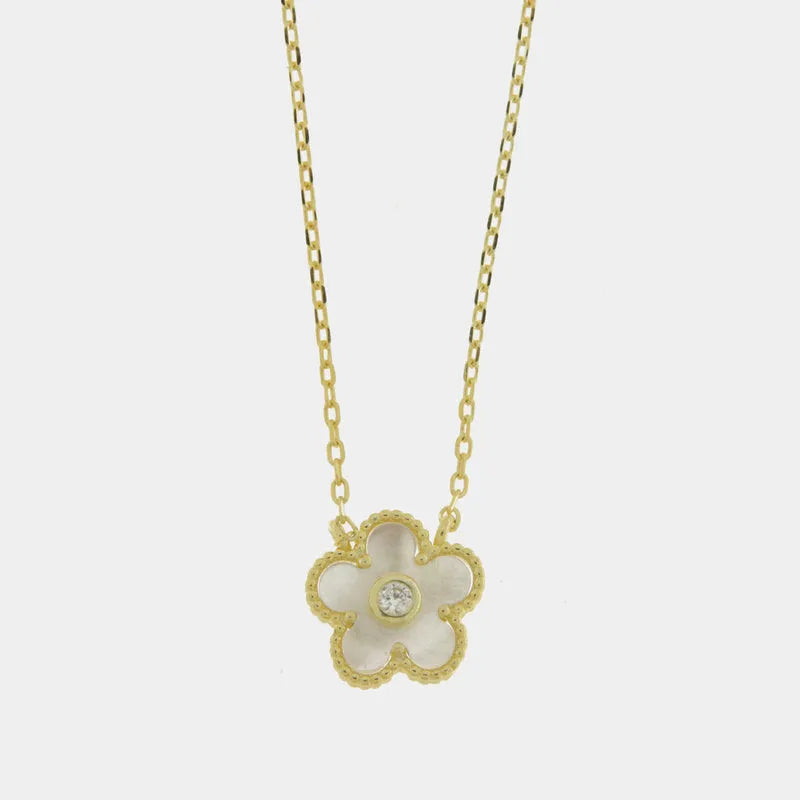 Collana in Argento 925 con fiore in madreperla