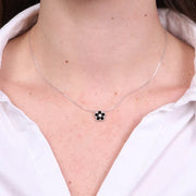 Collana in Argento 925 fiore nero