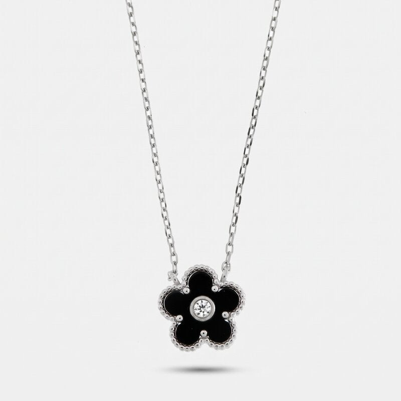 Collana in Argento 925 fiore nero - BYSIMON gioielli