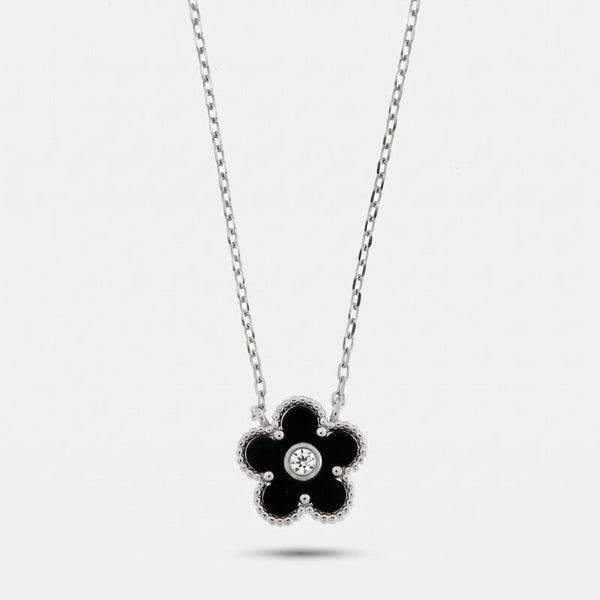 Collana in Argento 925 fiore nero - BYSIMON gioielli