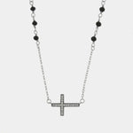 Collana in Argento 925 con croce e sfere nere - BYSIMON gioielli