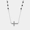 Collana in Argento 925 con croce e sfere nere