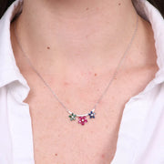Collana in Argento 925 con tre fiori colorati