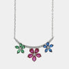 Collana in Argento 925 con tre fiori colorati