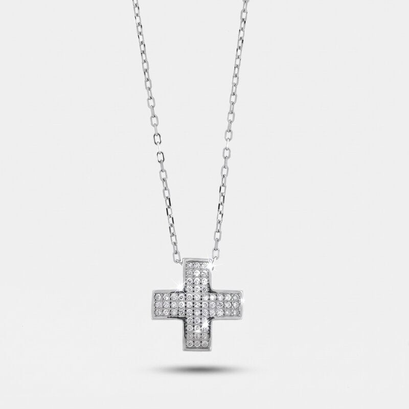 Collana in Argento 925 con croce zirconata - BYSIMON gioielli