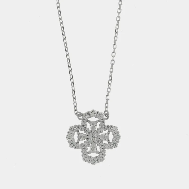Collana in Argento 925 con quadrifoglio zirconato