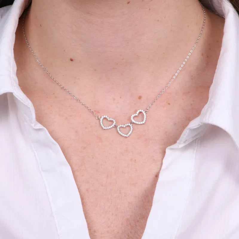 Collana in Argento 925 con cuori zirconati