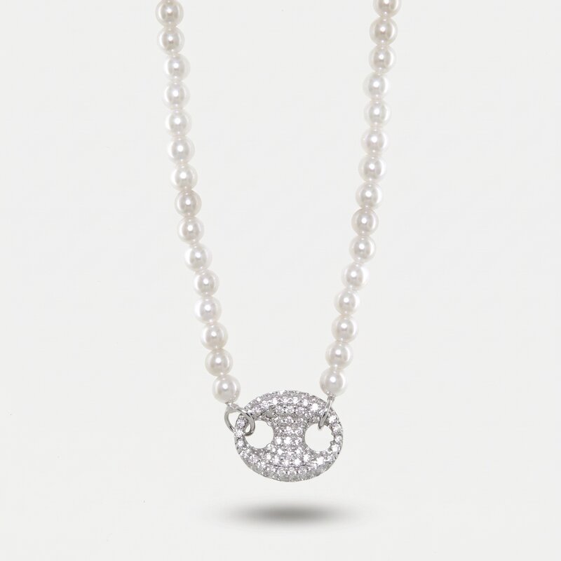 Collana in Argento 925 con perle e maglia marina - BYSIMON gioielli