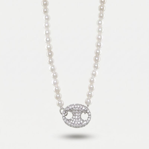 Collana in Argento 925 con perle e maglia marina - BYSIMON gioielli
