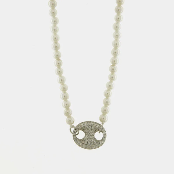 Collana in Argento 925 con perle e maglia marina - BYSIMON gioielli