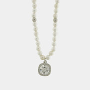 Collana in Argento 925 con perle e quadrato trasparente