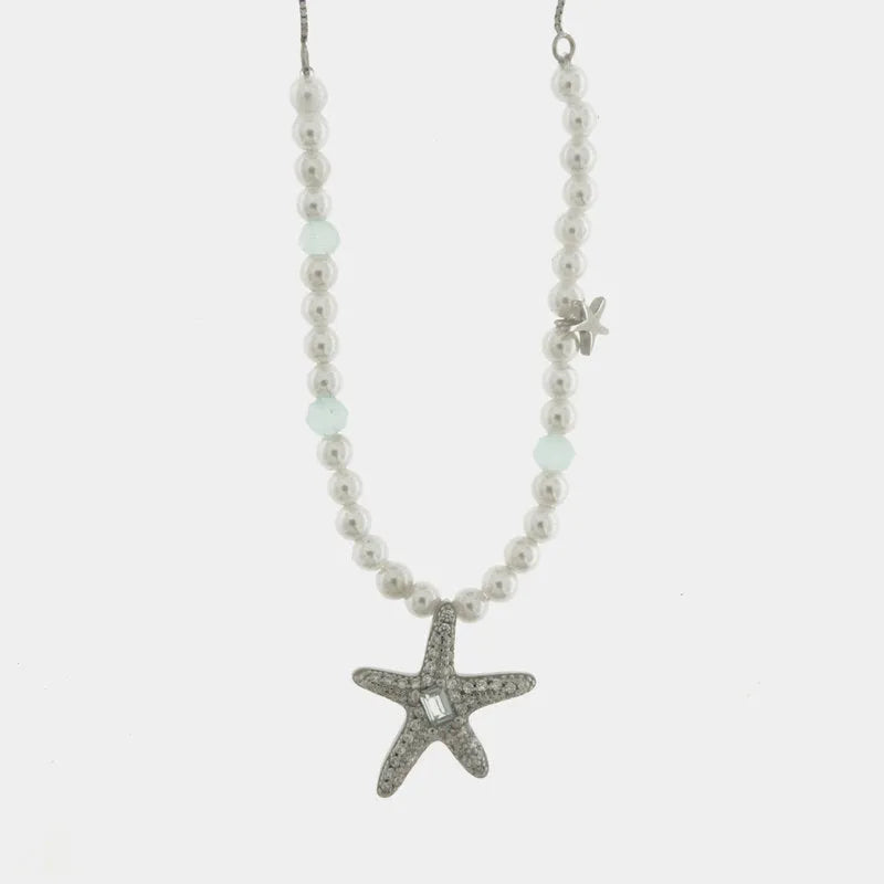 Collana in Argento 925 con perle e stella marina