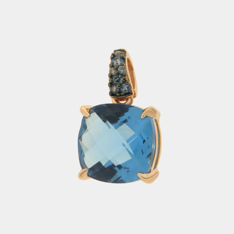 Collana in Argento 925 con zircone quadrato blu SIMEONE - gioiello BySimon