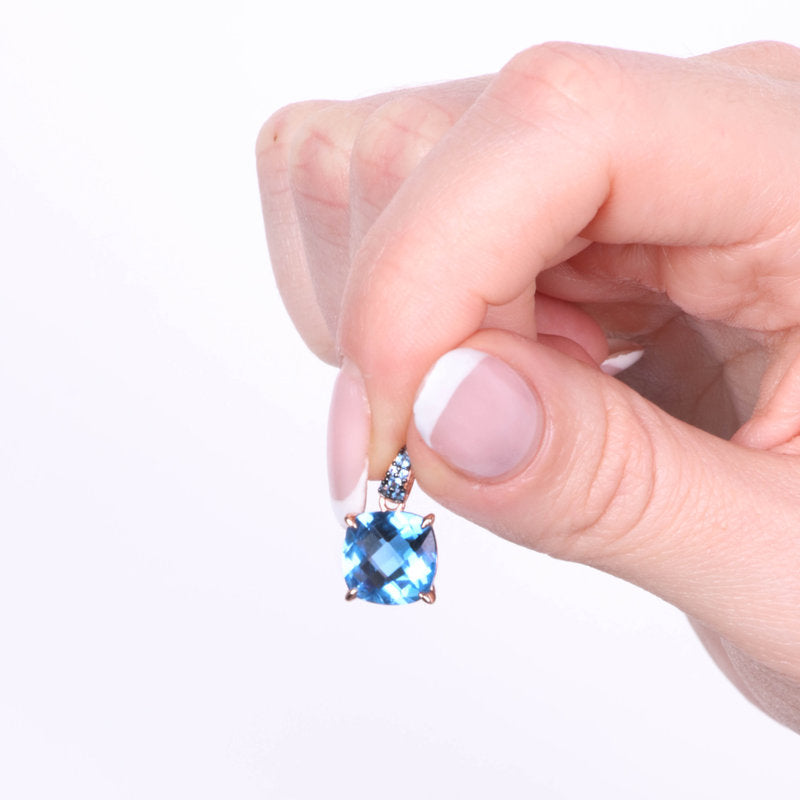 Collana in Argento 925 con zircone quadrato blu SIMEONE - gioiello BySimon