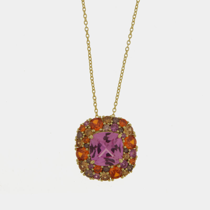 Collana in Argento 925 quadrato con zirconi colorati SIMEONE - gioiello BySimon