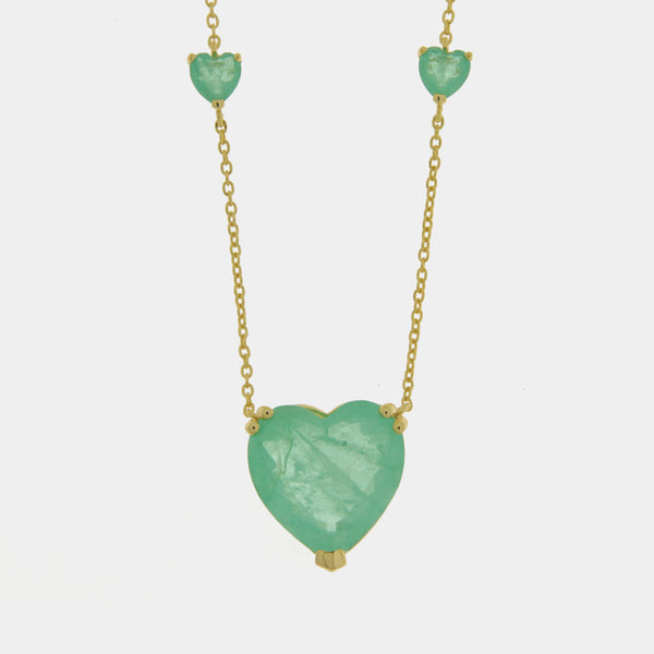 Collana in Argento 925 cuore verde SIMEONE - gioiello BySimon