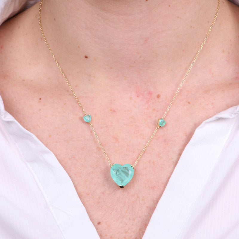 Collana in Argento 925 cuore verde SIMEONE - gioiello BySimon