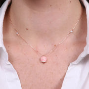 Collana in Argento 925 con campanella rosa Capri e zirconi