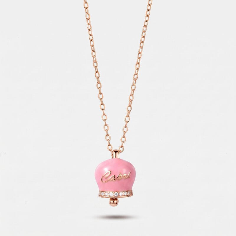 Collana in Argento 925 con campanella rosa Capri e zirconi