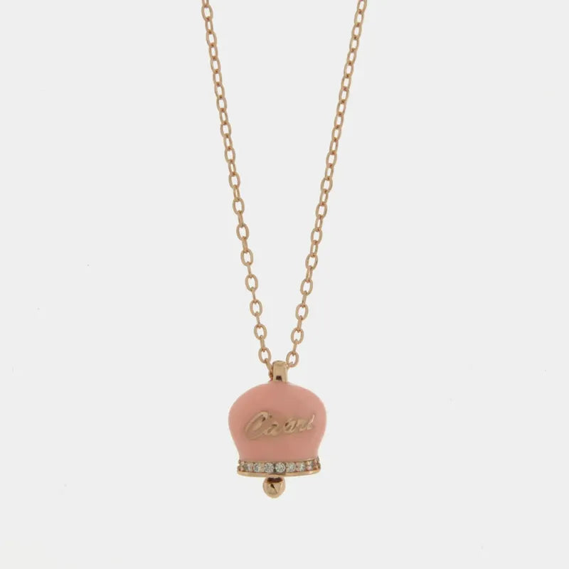 Collana in Argento 925 con campanella rosa Capri e zirconi