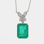 Collana in Argento 925 con zircone verde e fiore impreziosito da zirconi SIMEONE - gioiello BySimon