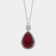 Collana in Argento 925 ovale con zircone rosso